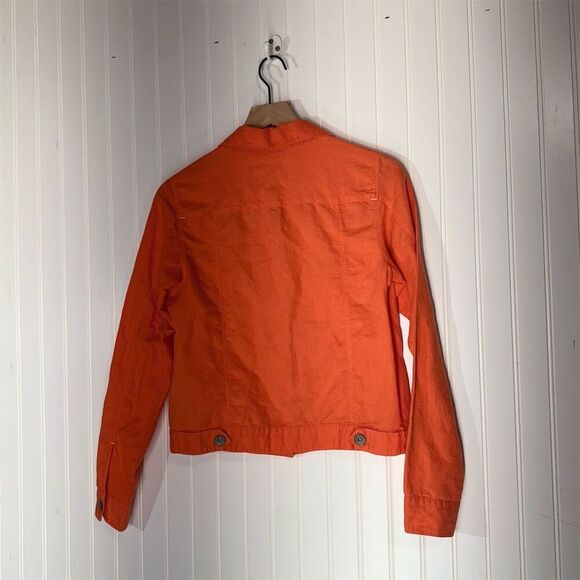 Vibrant Orange C&C California Cropped Linen Blend Jacket S | Y2K Retro Utility - Picture 3 of 8
